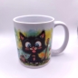 Preview: Tasse schwarze Katze mit Zaunpfahl